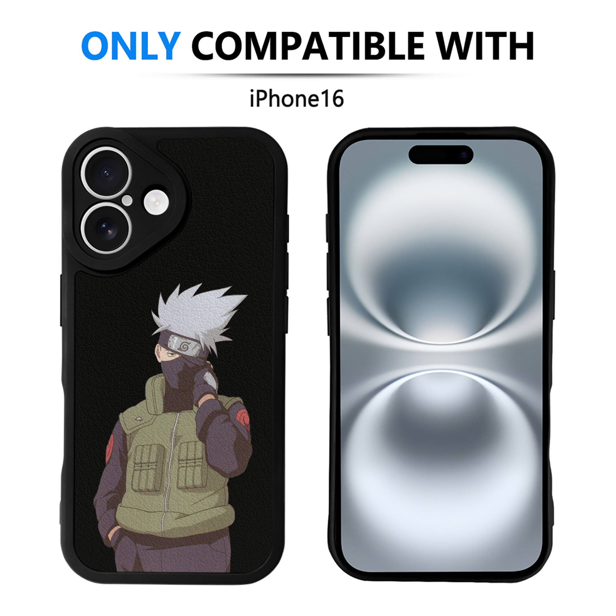 （画像用） NARUTO -ナルト- はたけ カカシ Hatake Kakashi 【iPhone 16シリーズ対応】シリコンスマホケース（レザー調） 材質：シリコン